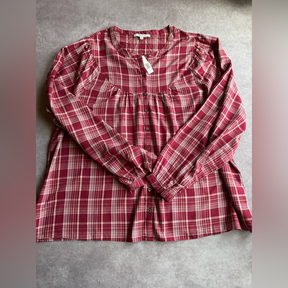 Madewell Tops - Madewell Red Plaid Button-Down Shirt